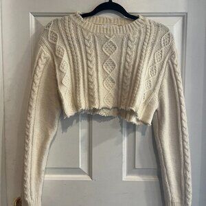 OAK FORT Knit Cream Cropped Sweater